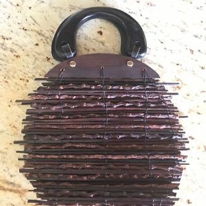 Handbag Boho Wooden Twigs Slats Purse Bamboo Natural Sticks Brown World Market